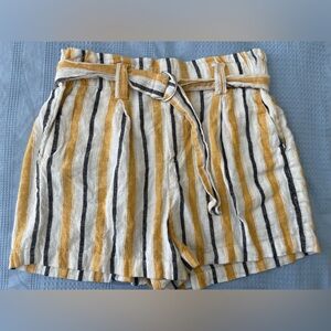 5. Love Tree | Linen striped High Rise Pull On Paper Bag belted shorts Size M